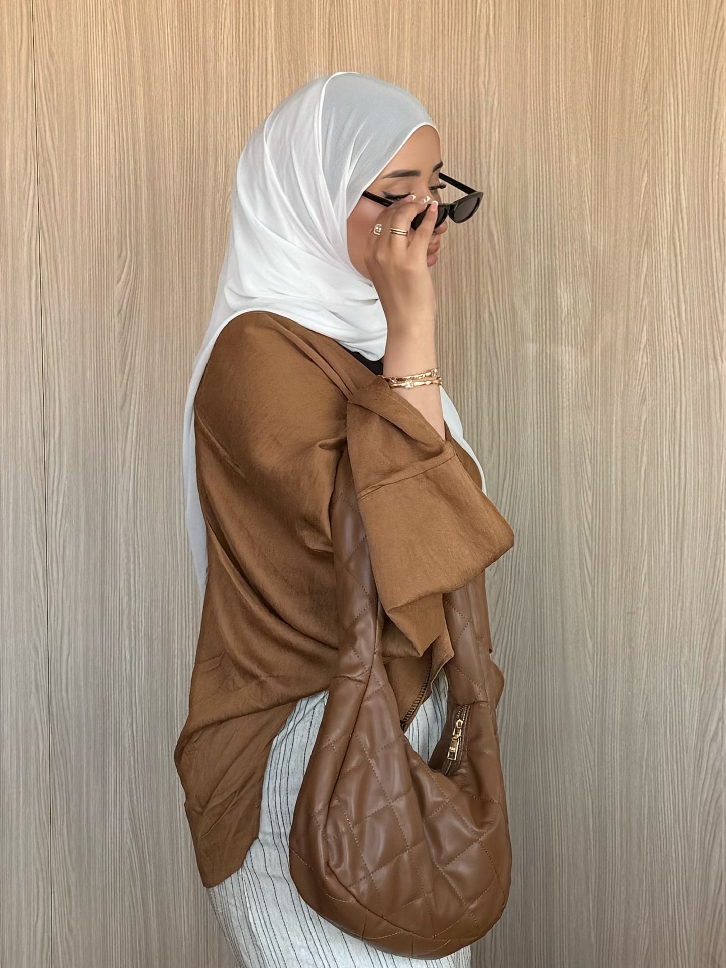 Flowy Kimono Top with Tie Front – Soft Caramel Brown