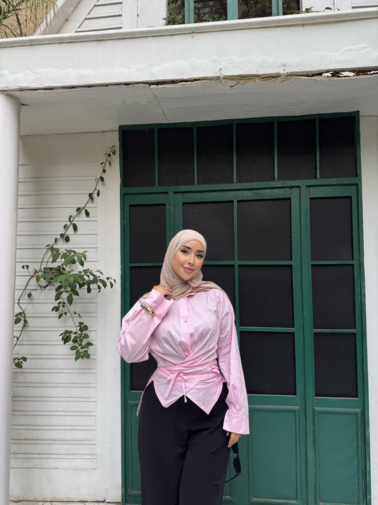 Blouse with Waist Soft Pink
