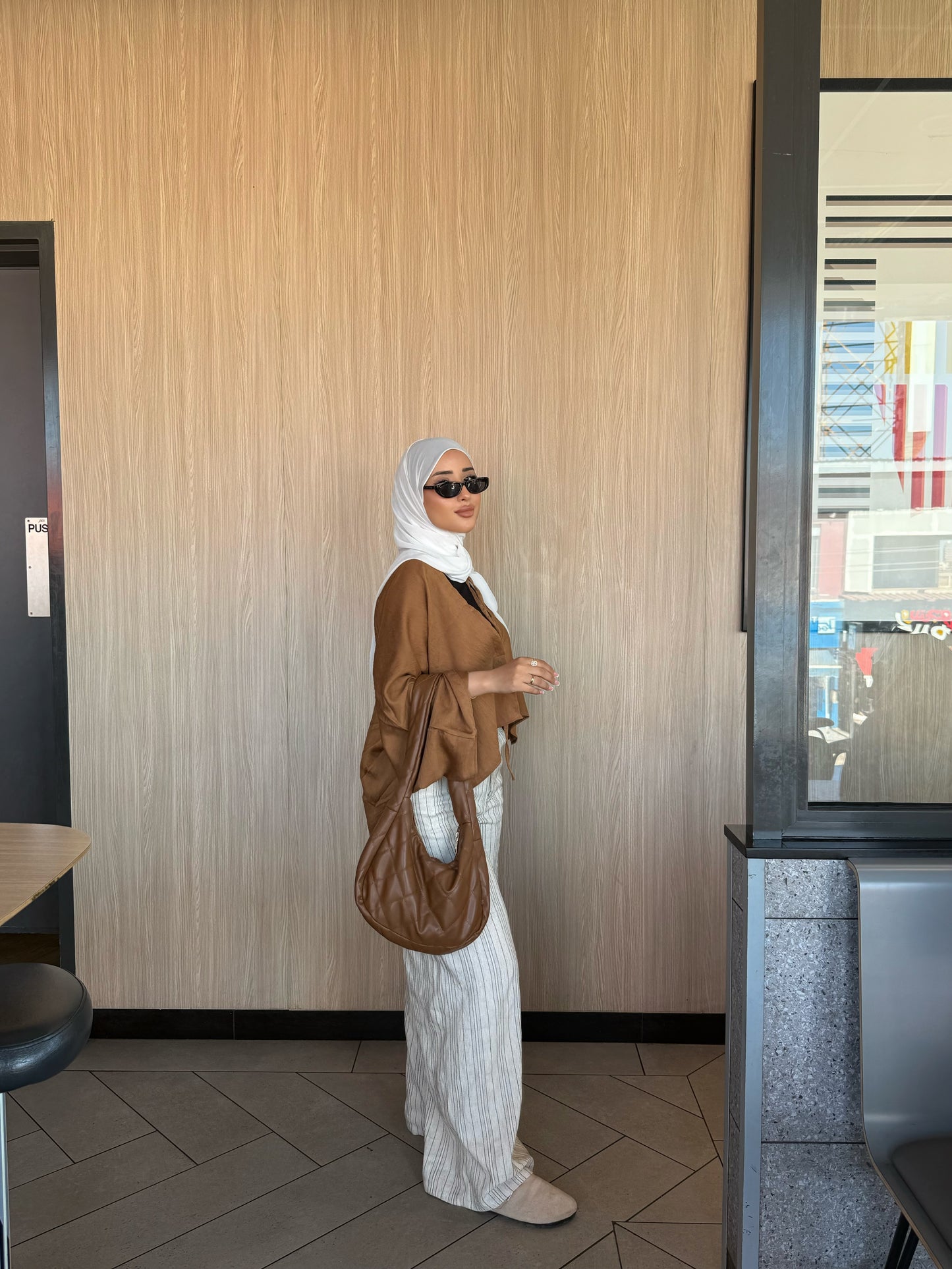 Flowy Kimono Top with Tie Front – Soft Caramel Brown