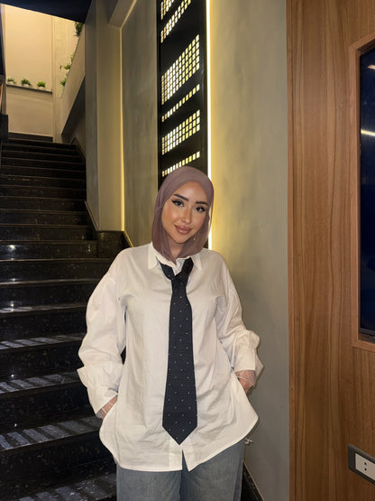 قميص ابيض بوبلين بامب