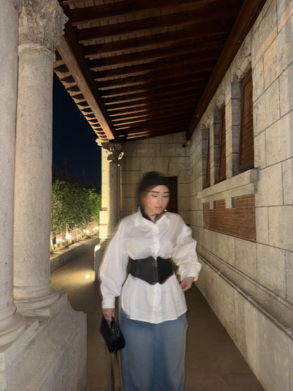 قميص ابيض بوبلين بامب