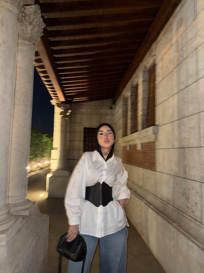 قميص ابيض بوبلين بامب